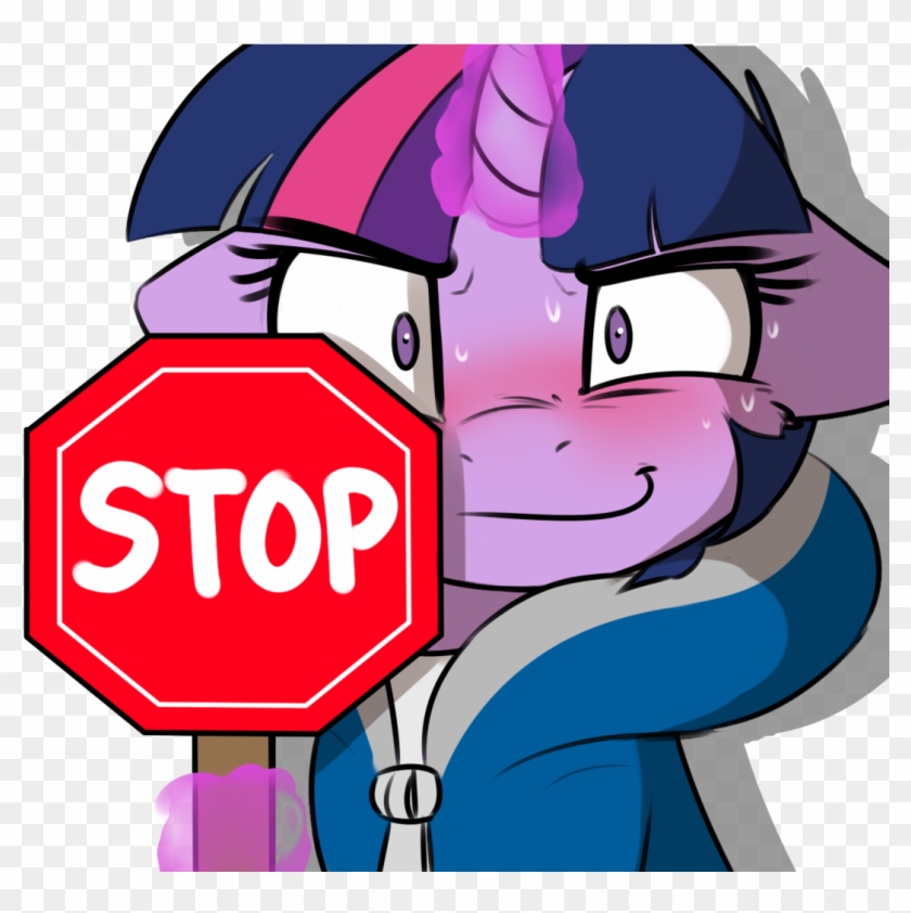 Captainpudgemuffin, Blushing, Clothes, Edit, Floppy - Twilight Sparkle Stop Sign #525299