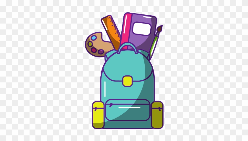 Schoolbag With School Supplies Education And Zippers - Vector Graphics #525311