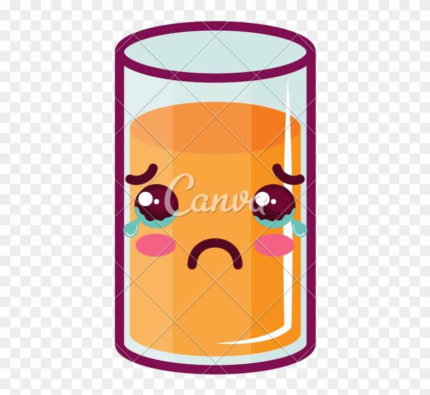 Kawaii Orange Juice Glass - Cartoon #525629