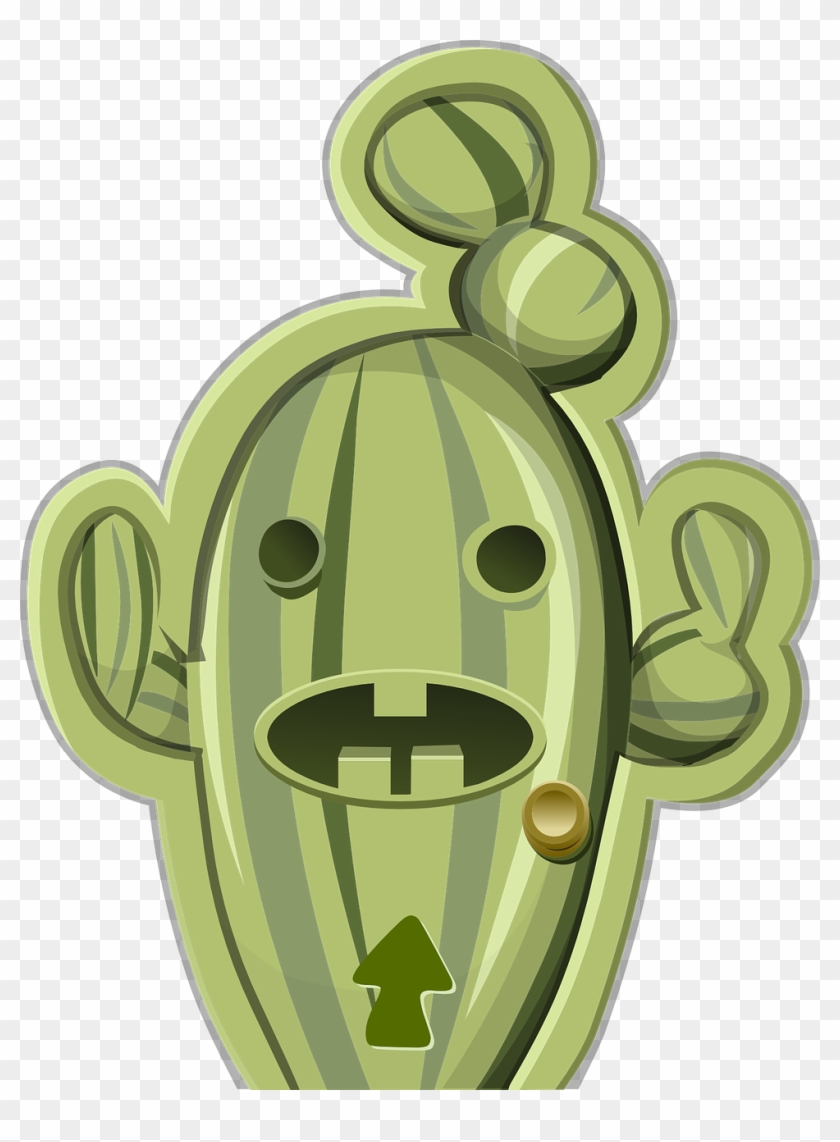 Plant Cactus Green Face Cartoon Png Image - พืช การ์ตูน Png #526303