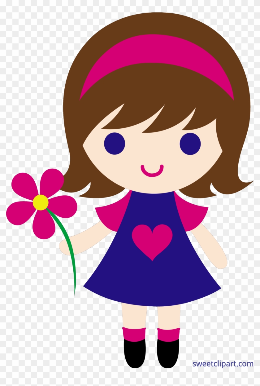 Little Girl Flower Clip Art - Little Girl Flower Clip Art #526573