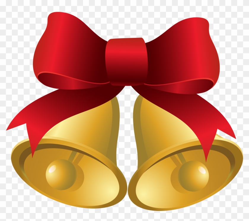 Christmas Gold Bells With Red Bow Png Clipart Image - Christmas Gold Bells With Red Bow Png Clipart Image #526634