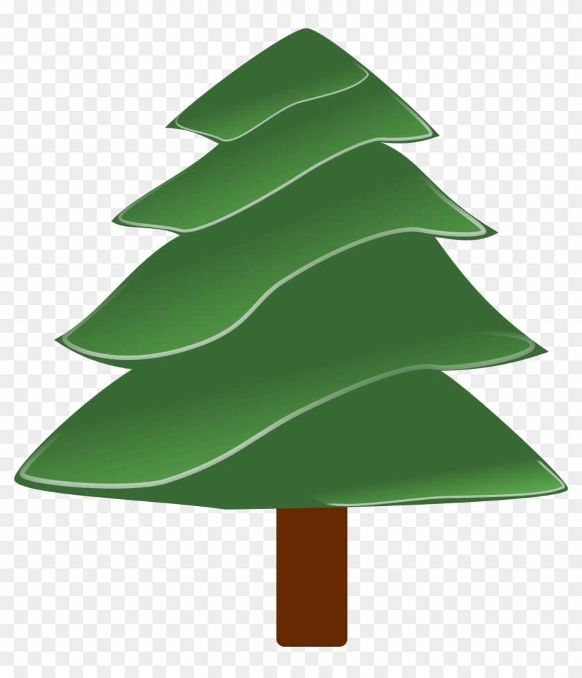 Simple Evergreen With Highlights Christmas Coloring - Pine Tree Clip Art #527387