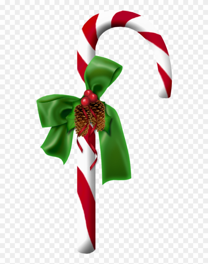 Candy Cane Clip Art With Pine Cones - Candy Cane #527391