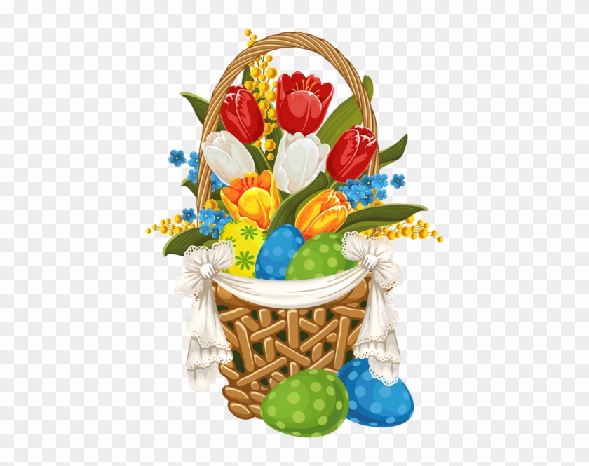 Painted Easter Basket With Easter Eggs Png Clipart - Kinds Of Flower Pot Clipart #527812
