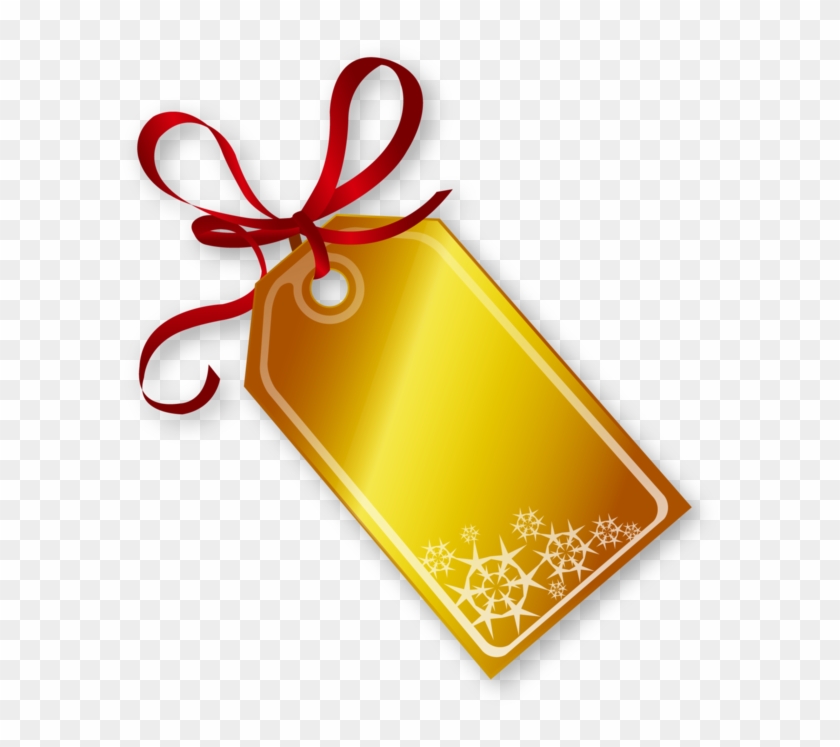 Golden Christmas Tag With Red Ribbon - A Golden Christmas #527960