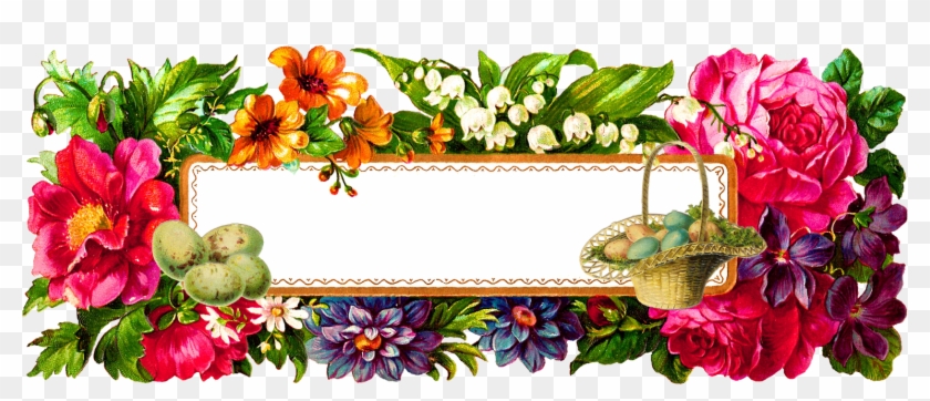 Easter Eggs Flower Label Image - Basket With Flowers Transparent Png #528217