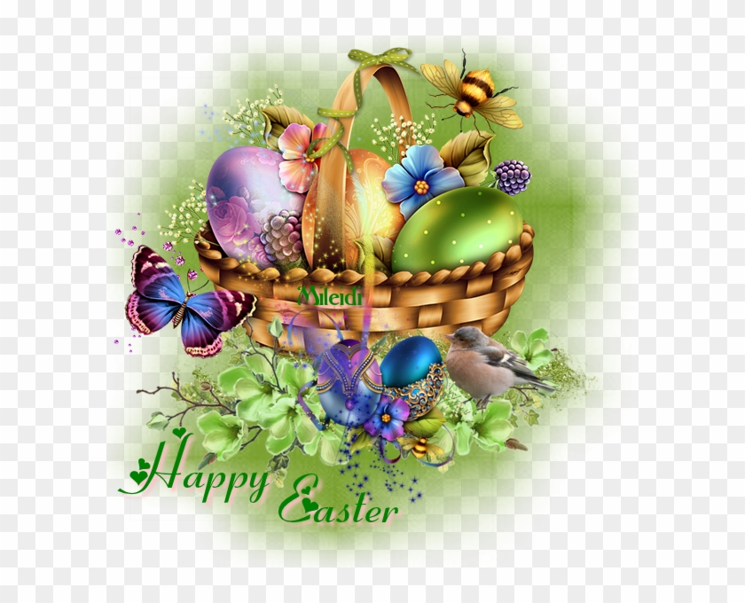 Elegant Easter Basket With Easter Eggs - Happy Birthday #528230