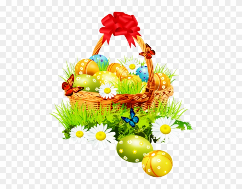 Easter Bunny Easter Egg Easter Basket - Best Gift Beautiful Egg Basket With Flower Grunge Background #528246