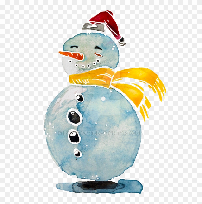 Snowman Illustration By Ingagaart - Snowman Watercolor Png #528294
