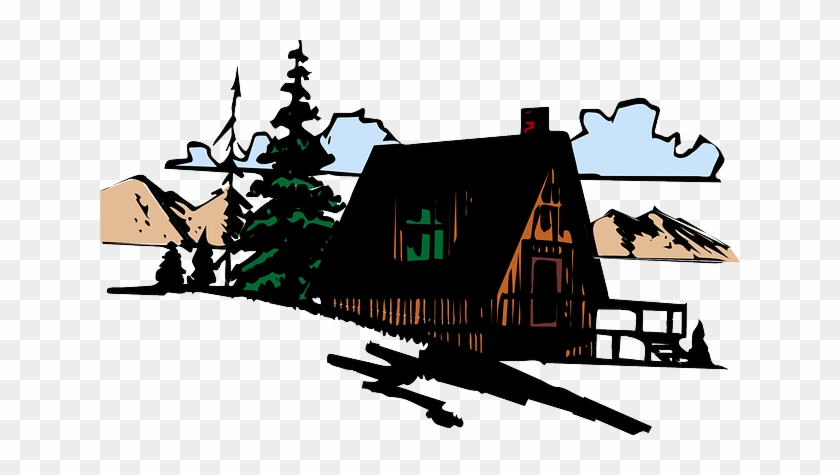 Clouds Building, House, Home, Mountain, Wooden, Chalet, - Cabin In The Woods Clipart #528714