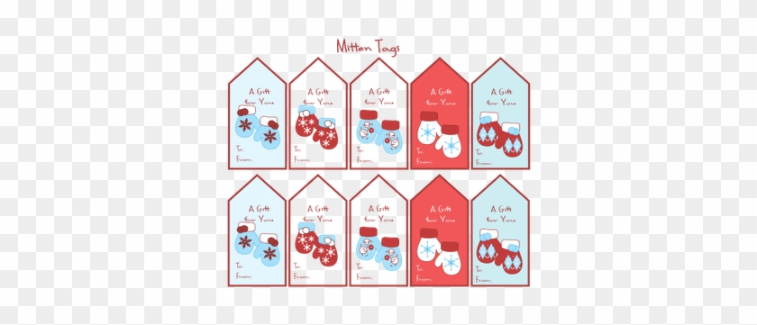 Mitten Gift Tags And Background - Printable Christmas Sticker Labels #529390