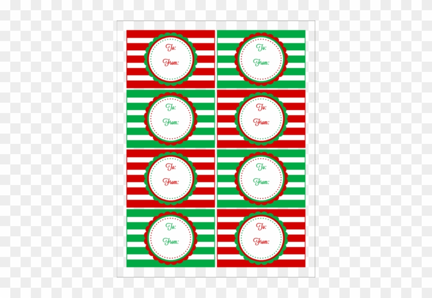 Red & Green Striped Christmas Gift Tag Labels - Label #529403