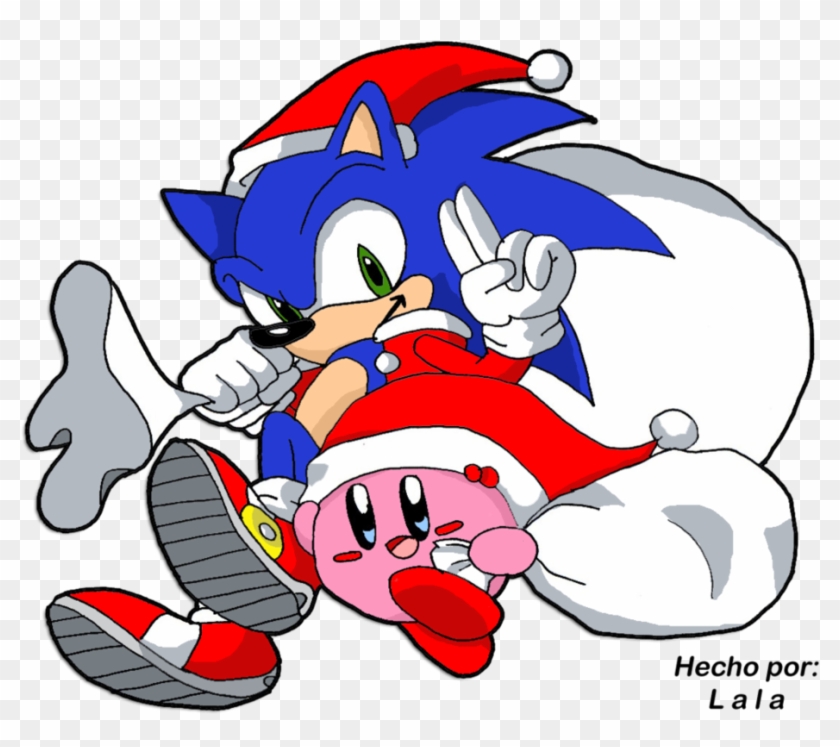 Sonic And Kirby Merry Christmas Colored By Xxxlalafaxxx - Cartoon #529419