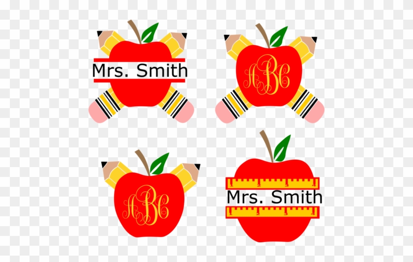 Pencil Apple Teacher Monogram Svg Frames Teacher Svg Free Transparent Png Clipart Images Download