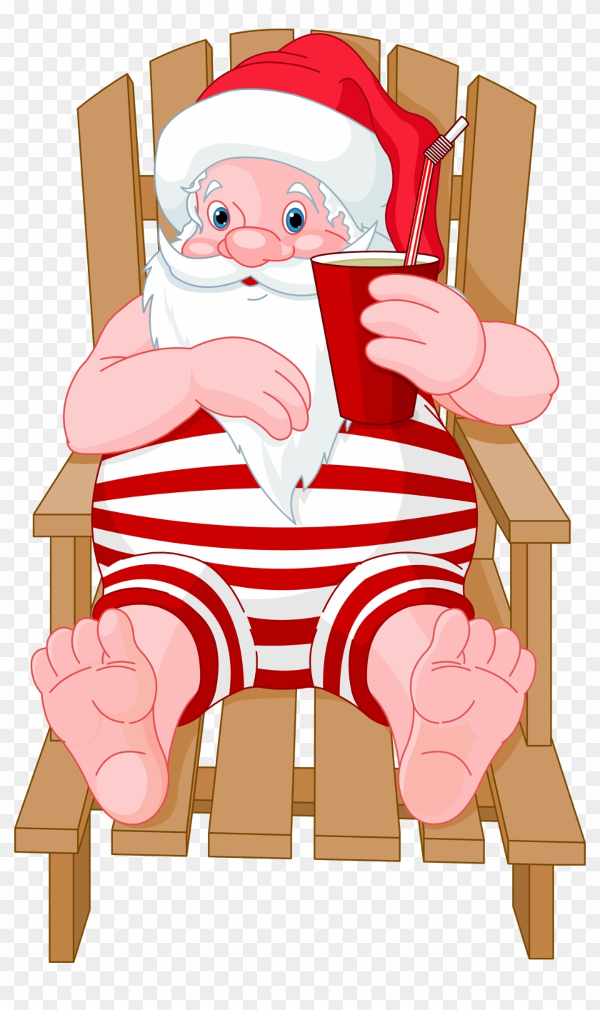 Come To Epworth This Week For Some Family Fun, Christmas - Cartoon Santa At The Beach #530045
