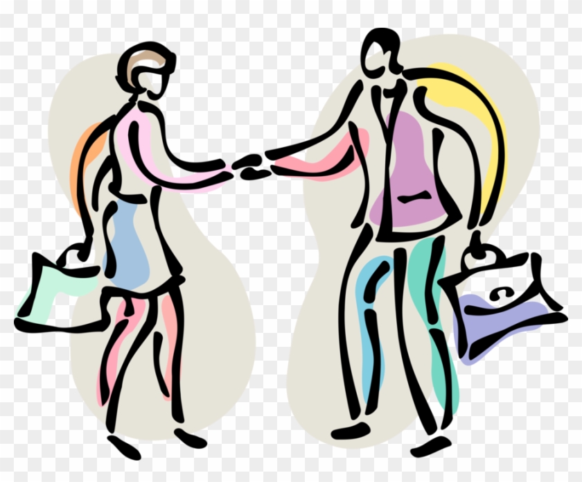 Vector Illustration Of Business Colleagues Shaking - Vector Illustration Of Business Colleagues Shaking #530243