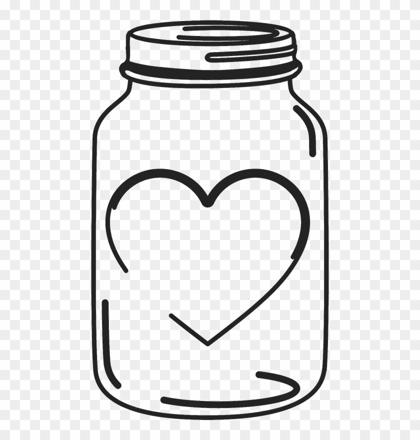 Mason Jar Stamp With Heart - Mason Jar With Heart Clipart #530510