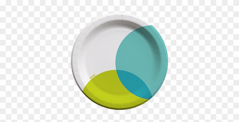 Aqua Lime Overlap 9inch Paper Plate 1 - Circle #530762