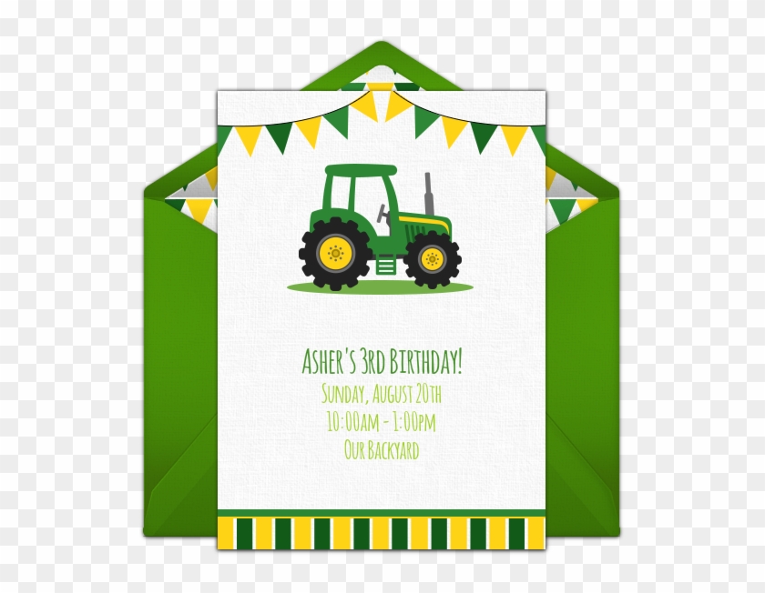 Free Birthday Party Invitation With A Tractor Design - Tractor Tire Party Invitations #531009