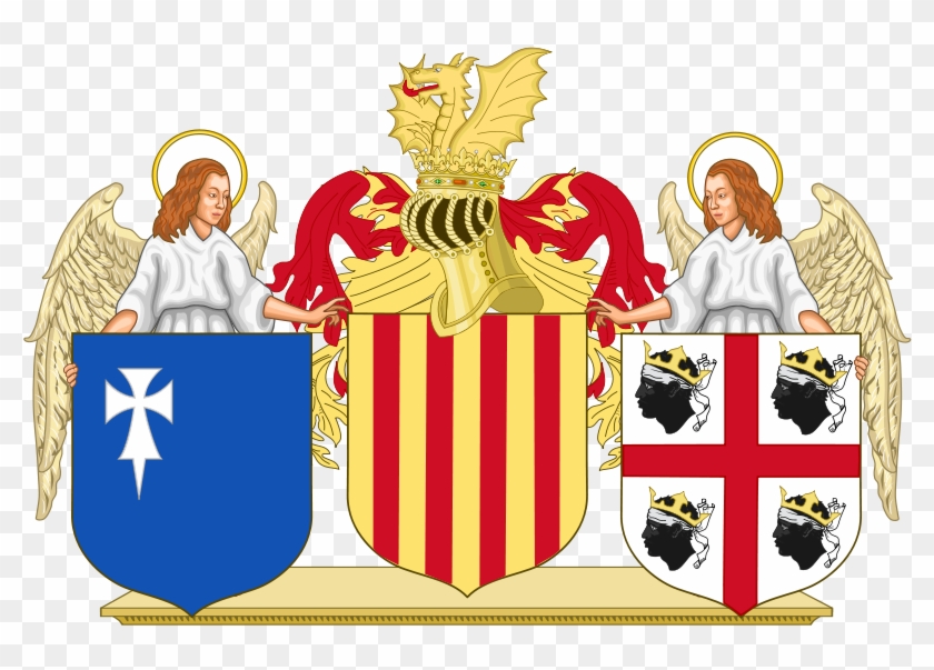 Heraldic Emblems Of The Kingdom Of Aragon With Supporters - Equestrian Order Of The Holy Sepulchre Of Jerusalem #531179
