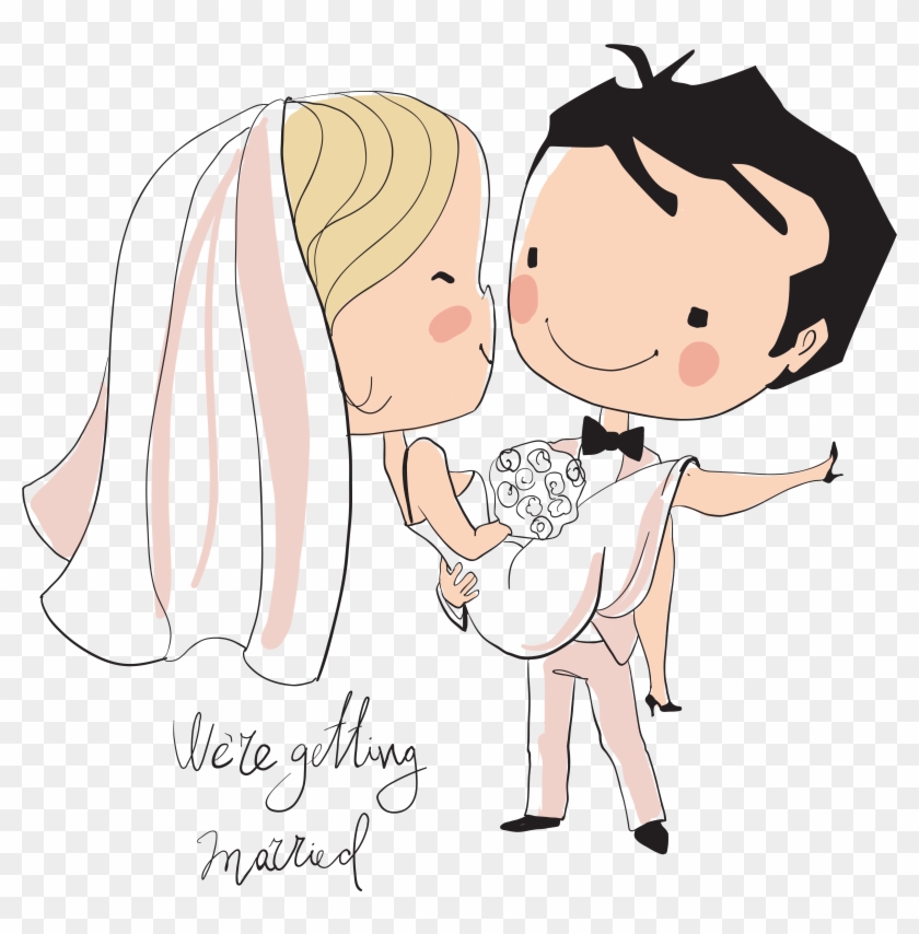 Wedding Invitation Bridegroom Illustration - Wedding Funny Couple Cartoon -  Free Transparent PNG Clipart Images Download
