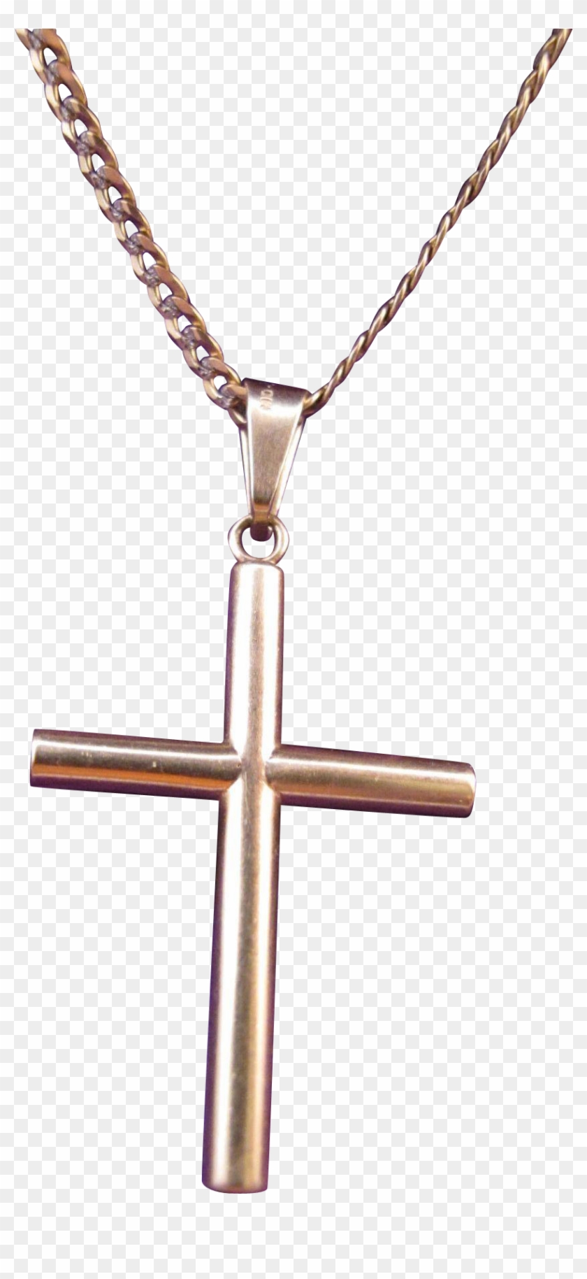10k Gold Cross Pendant On 10k Gold Neck Chain Necklace - Pendant #531515
