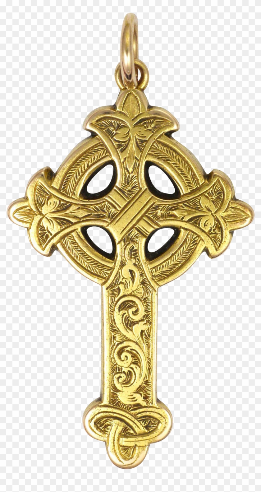 Victorian 9k Gold Irish Celtic Cross Pendant - Clipart Gold Celtic Cross #531522