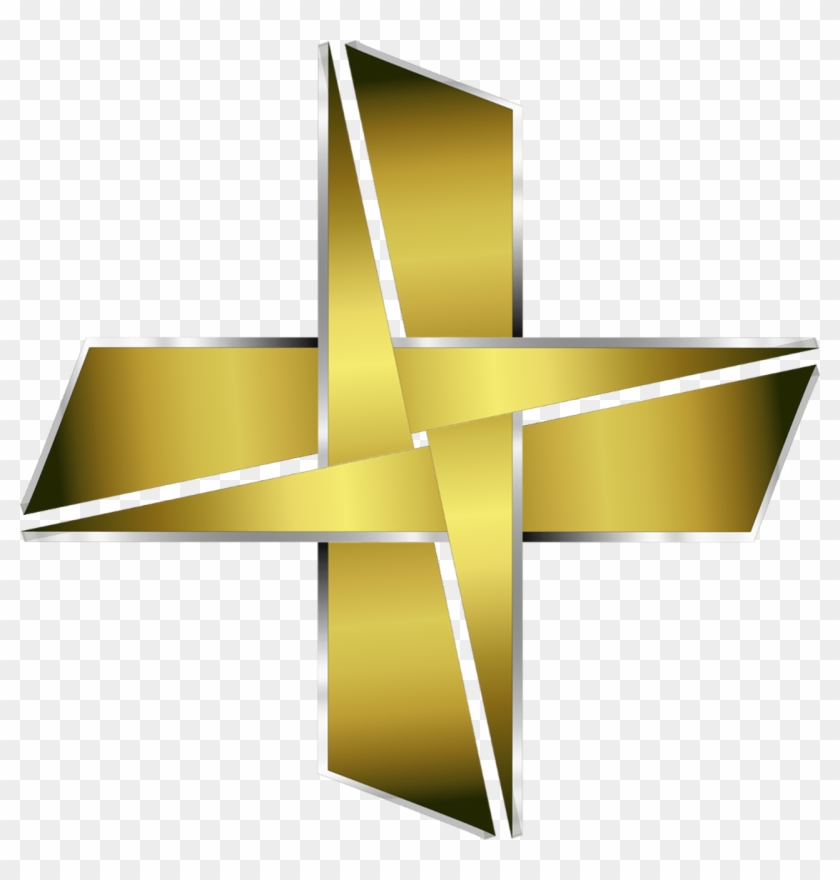 Logo Cross Golden Metal Glossy Png Image - Logotipo Cruz Png #531554