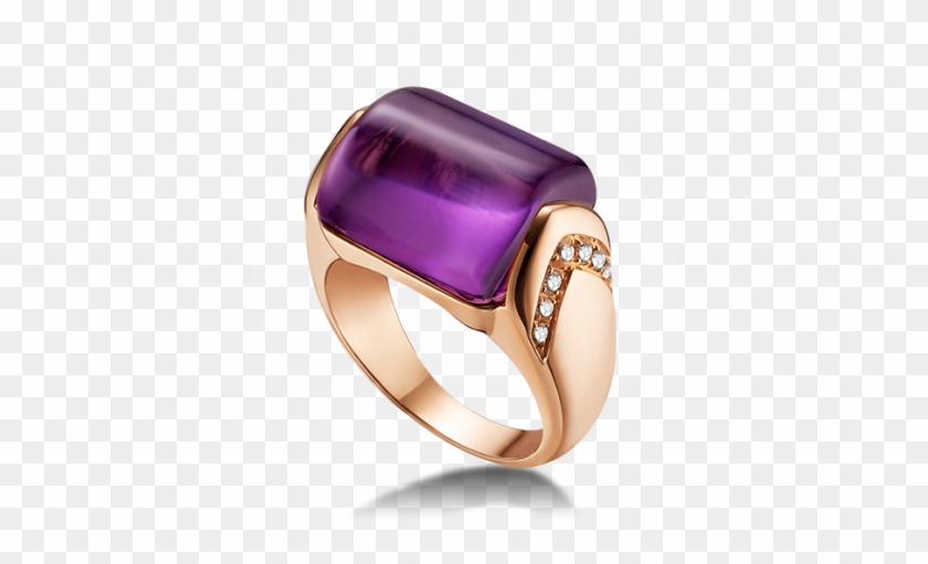Mvsa Ring In 18 Kt Pink Gold With Amethyst And Pavé - Bulgari Mvsa Ring #531709