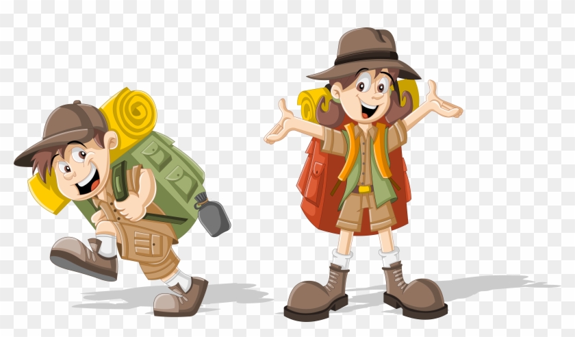 Backpack Scouting Clip Art - Cartoon Girls With Backpack #531807