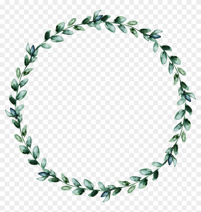 Watercolor Wreath Of Green Leaves - Watercolor Wreath #532059