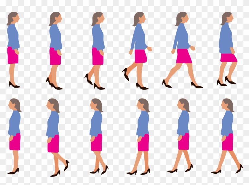 Walk Cycle Walking Woman - Women Walking Cycle Animation - Free Transparent  PNG Clipart Images Download
