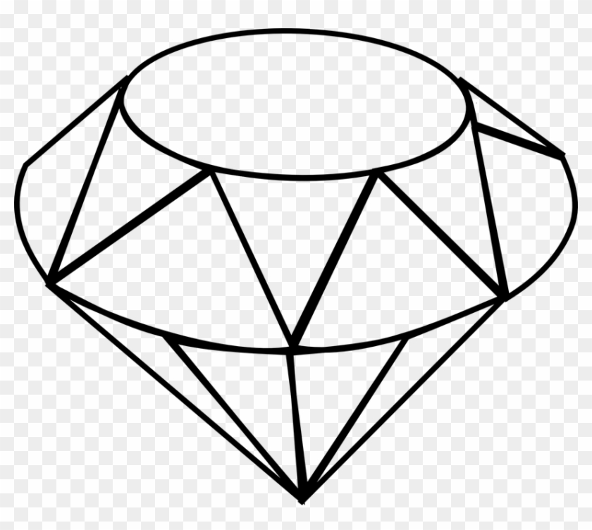 Cartoon Diamond Ring - Gem Line Drawing #532371