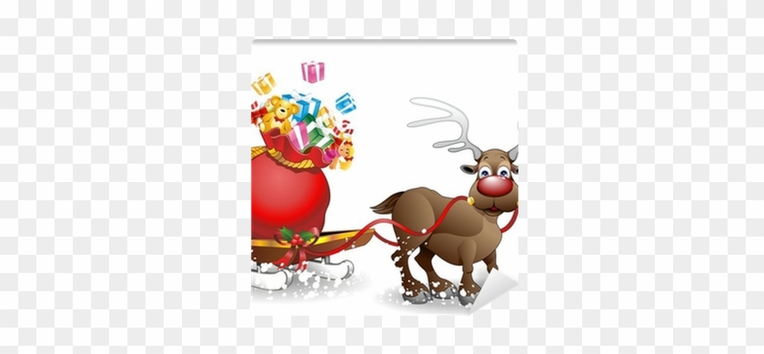 Renna E Slitta Natale Cartoon-reindeer With Sleigh - Sled - Free  Transparent PNG Clipart Images Download