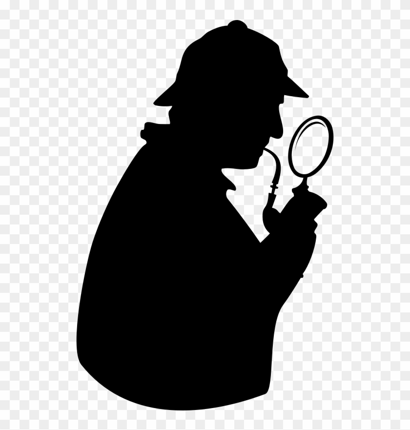 Consulting Detective With Pipe And Magnifying Glass - Sherlock Holmes Silhouette #532671