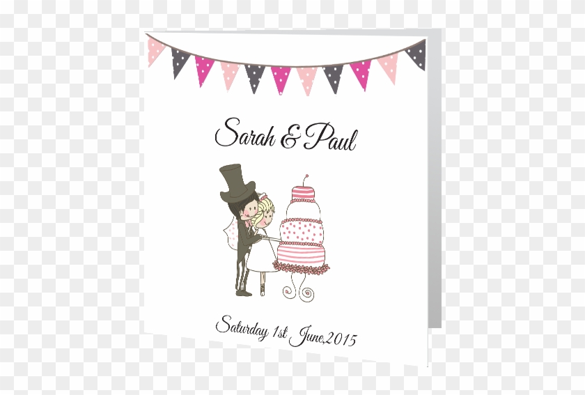 Cake Cutting Wedding Day Invite 140 X 140 Folded - Red White And Blue Bunting #532930