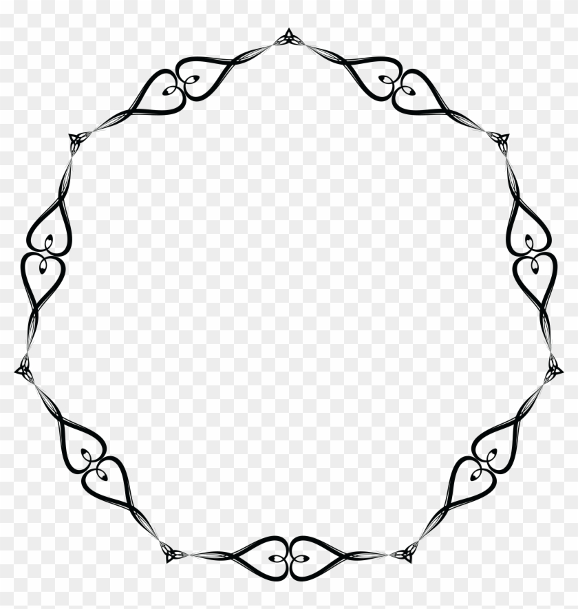 Free Clipart Of A Round Black And White Wedding Border - Circle Heart Border Png #532938