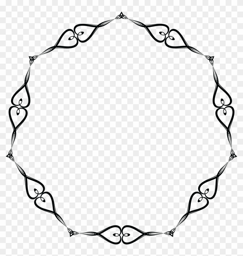 Free Clipart Of A Round Black And White Wedding Border - Circle Heart Border Png #532938