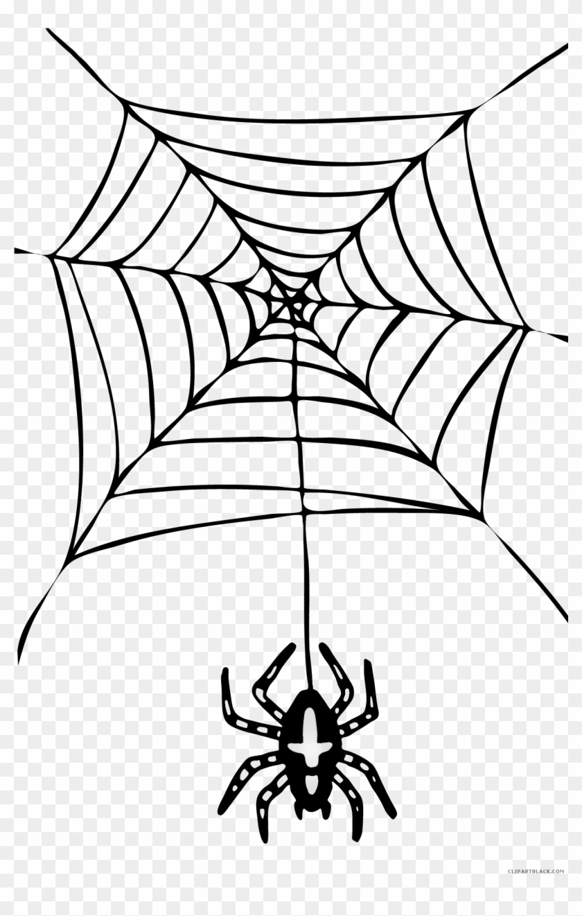 Hanging Spider Animal Free Black White Clipart Images - Tecknat Spindelnät #532953