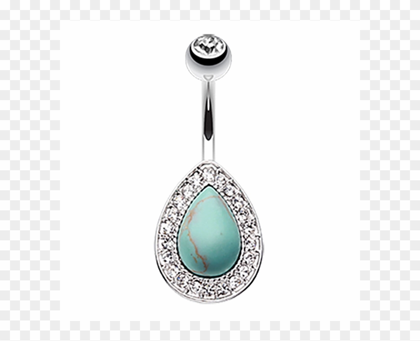 Freshtrends Clear Cz Turquoise Teardrop Surgical Steel - Clear Cz Turquoise Teardrop Surgical Steel Non-dangle #533229