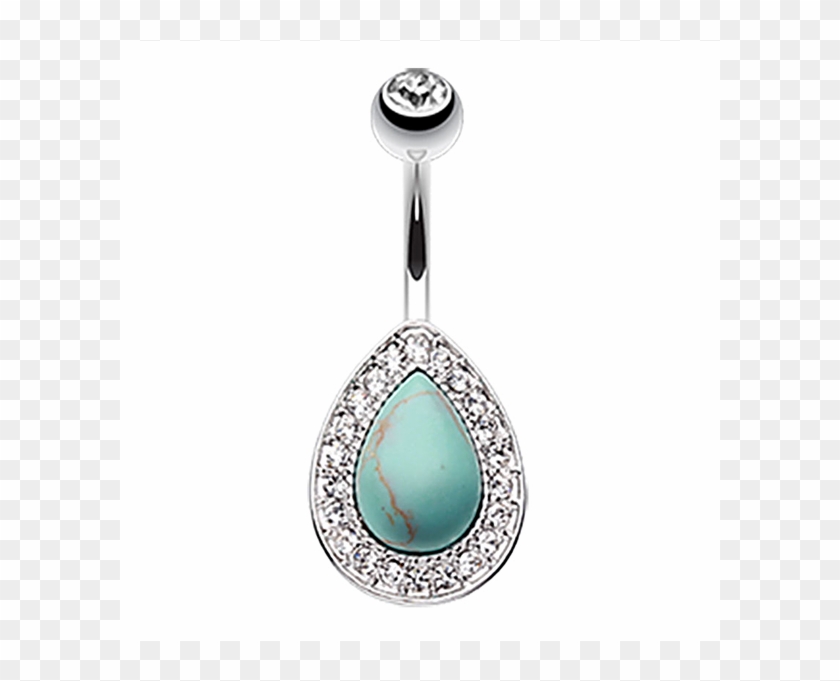 Freshtrends Clear Cz Turquoise Teardrop Surgical Steel - Clear Cz Turquoise Teardrop Surgical Steel Non-dangle #533229