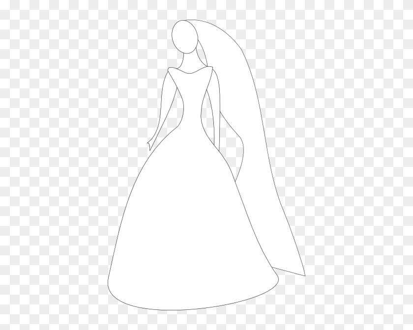 Free Vector Bride In Wedding Dress Clip Art - Bride Silhouette Clip Art #533262