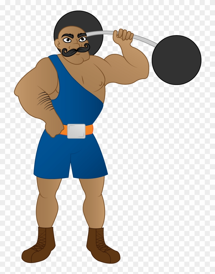 A Cartoon Masculine Man Weighing Weights - Cartoon #534706