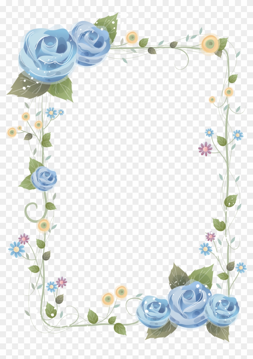 Flower Blue Rose Picture Frames Clip Art - Frame Flower Border #535123