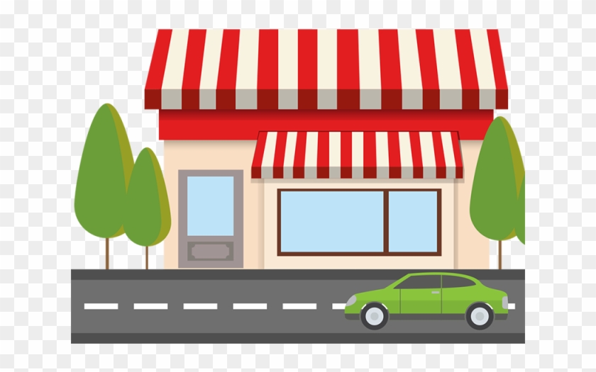 Flat Red Shop With Road Vector Png, Flat Shop, Road - Shop Road Png #535404