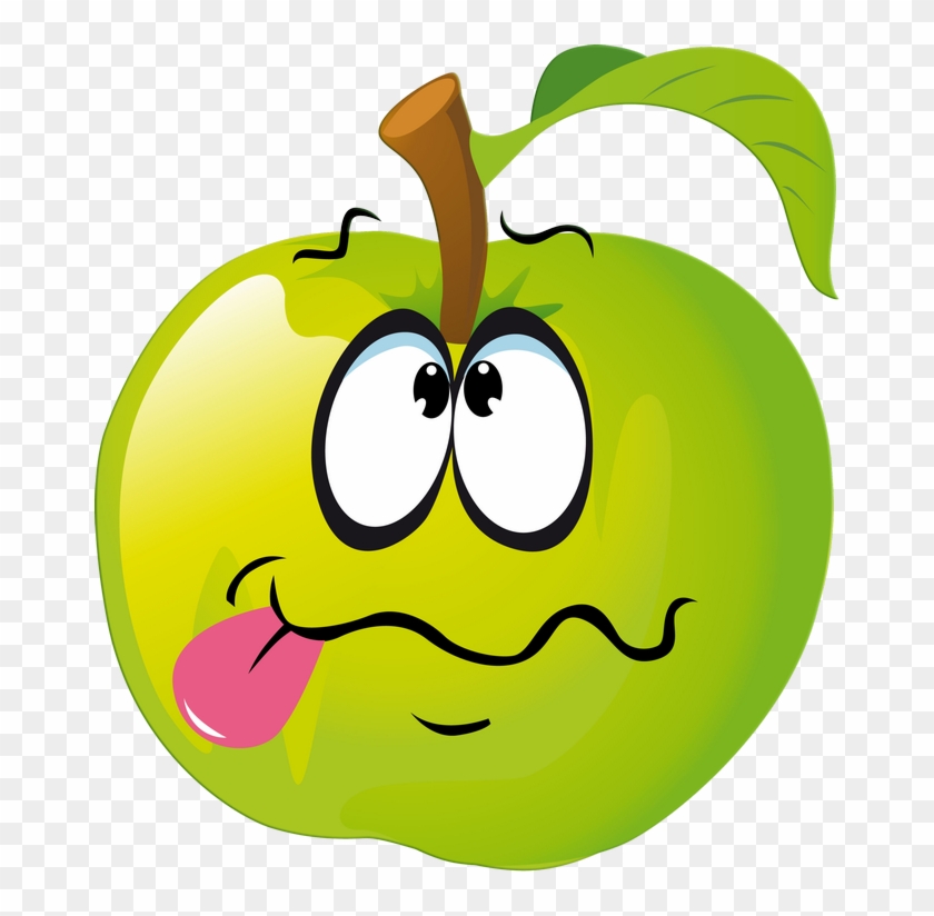 Green Apples 192 - Funny Fruit Clipart Png #535432