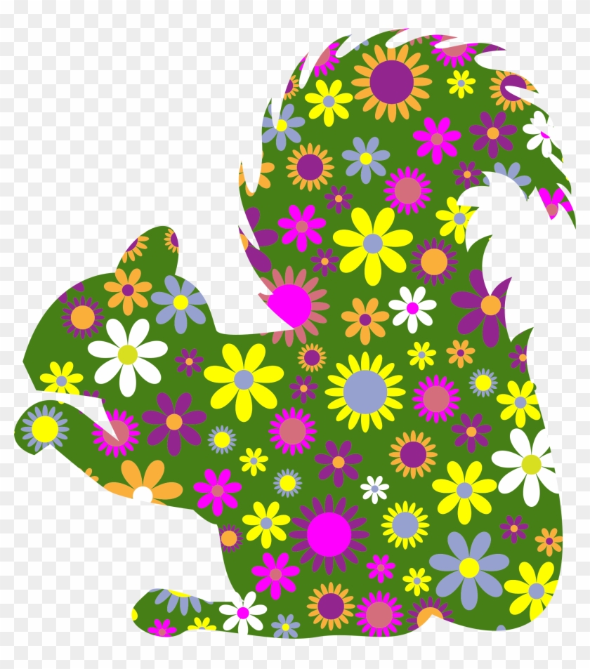 Big Image - Squirrel With Flowers Clipart #535578