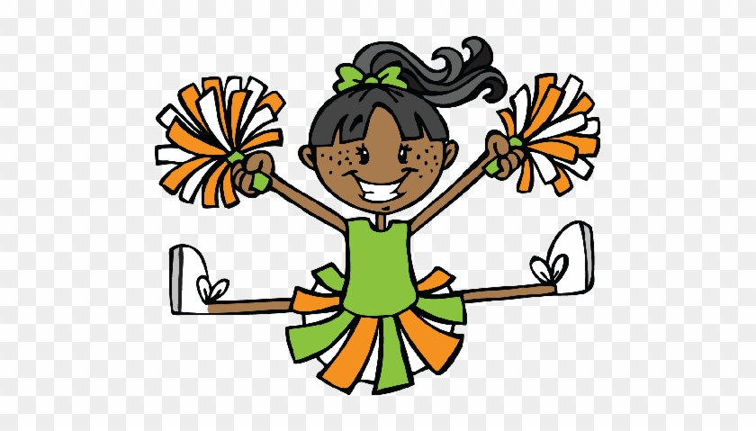 Cheerleader Green And Orange Clipart - Cheerleader Clipart Transparent Background #535986