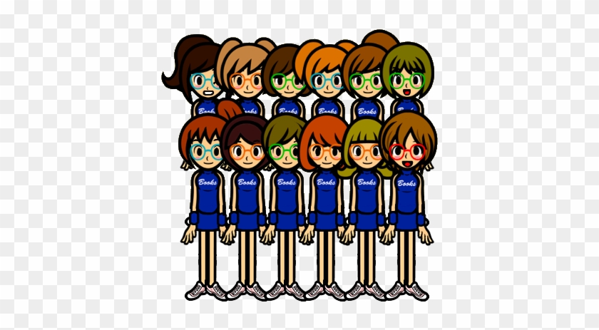 Vintage Clipart Of Pep Squad 12 Girls - Cheer Readers Rhythm Heaven #536011